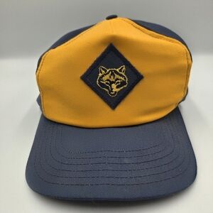 Cub Scouts Snapback Hat VTG Adult SZ M/L Scouting USA Made Wolf  Cap